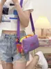 Bolsa Transversal Dopamina Leve de Cor Contrastante para Mulheres Multifuncional para Celular Bolsa de Maquiagem para Viagem Estilo Coreano Versátil Necessaire