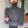 Suéter de cuello alto para mujer transfronterizo para otoño e invierno, top base de punto acanalado de cuello alto sin costuras, top interior de punto ajustado