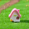 Paisaje en miniatura, casa creativa de estilo rústico retro con techo de paja y chimenea, accesorios de decoración DIY, adornos en miniatura