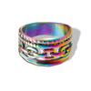 Explosiones de comercio exterior transfronterizo, anillo de acero inoxidable de medio círculo con cadena de tres capas, estilo punk hip-hop, anillo de acero dorado, personalización
