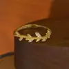 Anel Folha de Louro em Prata de Lei S925 Japonês Vintage Leve Luxo Ramo Camada Dupla Zircônia Cúbica Moderno Versátil Design Anel de Dedo
