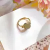 Anel redondo com pedra banhado a ouro 18k, anel aberto de moda de nicho de alta qualidade, joia feminina versátil personalizada