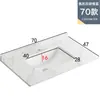 Gabinete de Baño Cerámico de Pared con Cubierta Semi-Empotrada, Lavabo Único Integrado con Placa de Roca para Lavado de Baño y Lavado de Manos