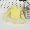 Bolsa mini transversal de cor lisa minimalista japonesa com letra bordada estilo novo casual para atividades ao ar livre leve com cordão bolsa para garrafa de água
