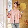 Novo Top Vermelho Rosa Feminino Estilo Chinês 2025 Jaqueta Retro Estilo Tang Estampada de Alto Padrão Pequena Fragrância Feminina Primavera e Outono
