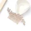 Tocados de Novia Europeos y Americanos, Peine de Pedrería, Accesorios para el Cabello de Estilo Antiguo para Fotos, Lujo Accesible de Nicho, Peine de Pelo Hecho a Mano con Forma de Hoja