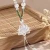 Auténtico Collar de Plata Pura 999, Buena Suerte y Felicidad para Mujeres, Colgante de Borla de Loto, Cadena para Clavícula, Regalo de San Valentín