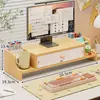 Soporte elevador para computadora de escritorio, base elevadora para monitor, bandeja para teclado, estante de escritorio de madera con cajones, multicapa
