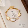 Pulseira de Concha de Abalone Estilo Maillard para Mulheres, Versátil para Moda Outono e Inverno, Pulseira de Luxo Leve, Pulseira de Pérolas com Contas de Alta Qualidade
