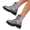 Botas Martin con lentejuelas transfronterizas, talla grande, suela gruesa para mujer, nueva colección de otoño, estilo de cordones, calidad de exportación, botines de estilo británico, al por mayor
