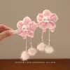 Diadema de Saludos de Año Nuevo para Niños Pasador Rojo con Lazo para Bebé Bola de Pelo con Borla Estilo Chino para Niñas