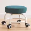 Taburete Pequeño Giratorio para Uso Doméstico, Banco Pequeño con Ruedas, Taburete Bajo para Apartamentos de Alquiler, Taburete Redondo de Ahorro de Espacio de Moda