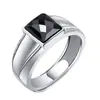 Anillo de piedra desnuda grande de ágata negra de imitación con sensación abierta, anillo ajustable marca Tide, anillo de diamante de obsidiana de imitación