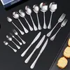 Estilo europeo acero inoxidable occidental postre cuchillo tenedor cuchara comercial cafetería bistec cuchillo tenedor cuchara estudiante cuchara cuchara