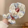 Precioso Scrunchie Tie-Dye Floral Bordado para Primavera, Goma para Moño Dulce, Accesorio para Cola de Caballo con Sentido de Ambiente