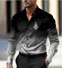 Estilo Nuevo Primavera y Otoño Amazon AliExpress Comercio Exterior Venta Caliente Impresión 3D Manga Larga Solapa Cárdigan Camisa Navideña para Hombre