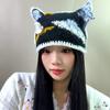 Diseñador Coreano de Nicho Lindo Infantil Gorro de Lana Tejido a Mano para Mujer Otoño e Invierno a Prueba de Frío y Cálido