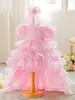 Vestido Infantil Transfronteiriço, Mangas Bufantes, Saia Princesa Fofa de Tule, Saia de Cauda de Bolo Multicamadas, Roupa de Performance para Festas
