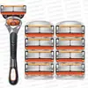 Artículo de exportación más vendido: Navaja Manual Naranja con Cuchillas de Seis Capas, Cabezal y Mango de Navaja Manual para Hombre
