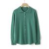 Camisa de Cachemira a Botones de Color Claro Liso con Cuello Polo Suéter de Punto Cardigan Elegante Adelgazante para Mujer