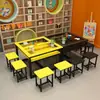 Mesa de pintura em vidro para estudantes, mesa de arte, mesa e cadeira para aulas de reforço e treinamento, mesa de desenho para jardim de infância de caligrafia artesanal