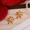 ¡Los fuegos artificiales son deslumbrantes! Aretes de Fuegos Artificiales con Goteo de Aceite de Zirconia Color Vino Tinto, Aretes de Lujo Ligero y Gama Alta, Aretes Elegantes y Exquisitos para Mujer