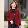 Coleção de outono da mamãe: casaco elegante e estiloso de lã dupla face, um top de lã moderno para mulheres de meia-idade e idosas, um cardigã para primavera e outono