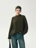 Suéter de cashmere com trança e gola redonda estilo preguiçoso para mulheres, caimento solto, grosso e quente, de lã para outono e inverno
