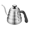 Olla de acero inoxidable de boca fina 1200ml cafetera de mano con termómetro electrodoméstico para café olla de filtro de goteo para el hogar