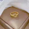 [Ouro Real] Corrente G palavra anel de diamante completo abertura ajustável pulseira simples anel japonês anel de casal