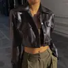 Estilo Europeo y Americano Otoño e Invierno 2024 Explosiones de AliExpress Ropa Sexy de Ombligo Picante para Mujer Chaqueta de Cuero para Mujer
