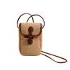 Mini Bolso de Paja Arcoíris de Verano para Mujer Nuevo Estilo de Nicho Tejido Bandolera Cruzada para Teléfono Móvil Venta al por Mayor