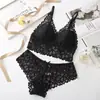 Conjunto de sutiã estilo francês para mulheres com pouco busto, push-up, sexy e atraente, sem aro, de renda, plus size, lingerie anti-queda, comércio exterior