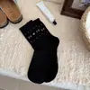 Meias de Cano Médio com Florzinhas Fair Isle para Mulheres com Laço de Coração, Boca de Bolha de Coração, Algodão Sem Costura, Estilo Preppy Coreano