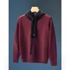 Nuevo suéter de punto con capucha para otoño e invierno para hombres y parejas, cuello Henry de bloques de color, chaqueta estilo old money, venta al por mayor de fábrica transfronteriza