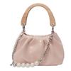 Chegada Nova Transfronteiriça 2024 Bolsa Dobrável Feminina Fashion Corrente com Contas Bolsa de Ombro Único Transversal Estilo Chinês Balde de Madeira Portátil