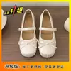 Sapatos baixos de boca rasa estilo francês femininos 2026 novo estilo com saias Mary Janes sapatos pequenos de couro estilo balé sapatos de noite