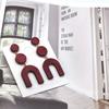 Aretes de Madera Retro de Estilo Europeo y Americano de Venta Caliente Transfronteriza, Colores Geométricos Contrastantes, Accesorios Exagerados para las Orejas, Estilo Largo Moderno al Por Mayor para Mujeres