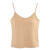 Regata de Alça Fina Feminina Verão Macacão Slim Top com Bojo Básico Versátil Roupa Externa Top para Usar por Baixo para Mulheres