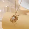 Colar com pingente de sol e lua transfronteiriço, corrente de clavícula cravejada com diamantes retrô europeu e americano, acessório feminino de nicho e luxuoso, em estoque