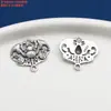 Plata de Ley Moneda de Flor Pequeña Loto Murciélago Anillo Doble Accesorios Retro Viejo DIY Hecho a Mano Material para Abalorios Accesorios de Joyería