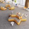 Conjunto de Sofás Modernos para Escritório com Mesa de Centro, Design Simples e Criativo para Hall de Entrada, Recepção, Sala de Espera e Área de Descanso, Couro Artístico