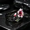 Anillo de flor bicolor negro y dorado gótico superventas transfronterizo, anillo de rosa de moda europea y americana para mujer, joyería al por mayor
