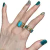 Anillo Ovalado Retro Europeo con Flor Azul y Perla para Mujer, Sensación de Alta Gama, Personalizado, Ilumina la Piel, Versátil, Anillo Abierto Ajustable para Dedo Índice