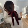Anillo para el cabello para mujer con lazo plisado de gran venta transfronteriza, estilo vintage francés de terciopelo de color sólido con super borla larga, banda para el cabello, accesorios para el cabello