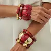 Pulsera elástica de resina curvada teñida de rojo de Angola, pulsera de moda retro de alta gama, joyería transfronteriza europea y americana para mujer