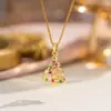Europeu e Americano Transfronteiriço Novo Papai Noel Árvore de Natal Microincrustado Esmalte Gotejado Colar Meninas Natal Outono e Inverno Corrente da Clavícula