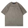 Camiseta Masculina Vintage High Street Básica de Camurça Cor Sólida Manga Curta Masculina e Feminina Top Solto de Verão