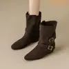 Botas Melaleuca Empilhadas com Aumento de Altura Oculto Botas Curtas para Mulheres Outono/Inverno 2026 Novas Botas de Cano Médio Uso Duplo Botas de Cowboy Ocidentais Tendência
