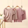 Conjunto de Shorts de Manga Corta Fino de Modal para Mujer de Verano, Conjunto Casual y de Alta Gama de Dos Piezas para Usar en Verano para Mujeres
